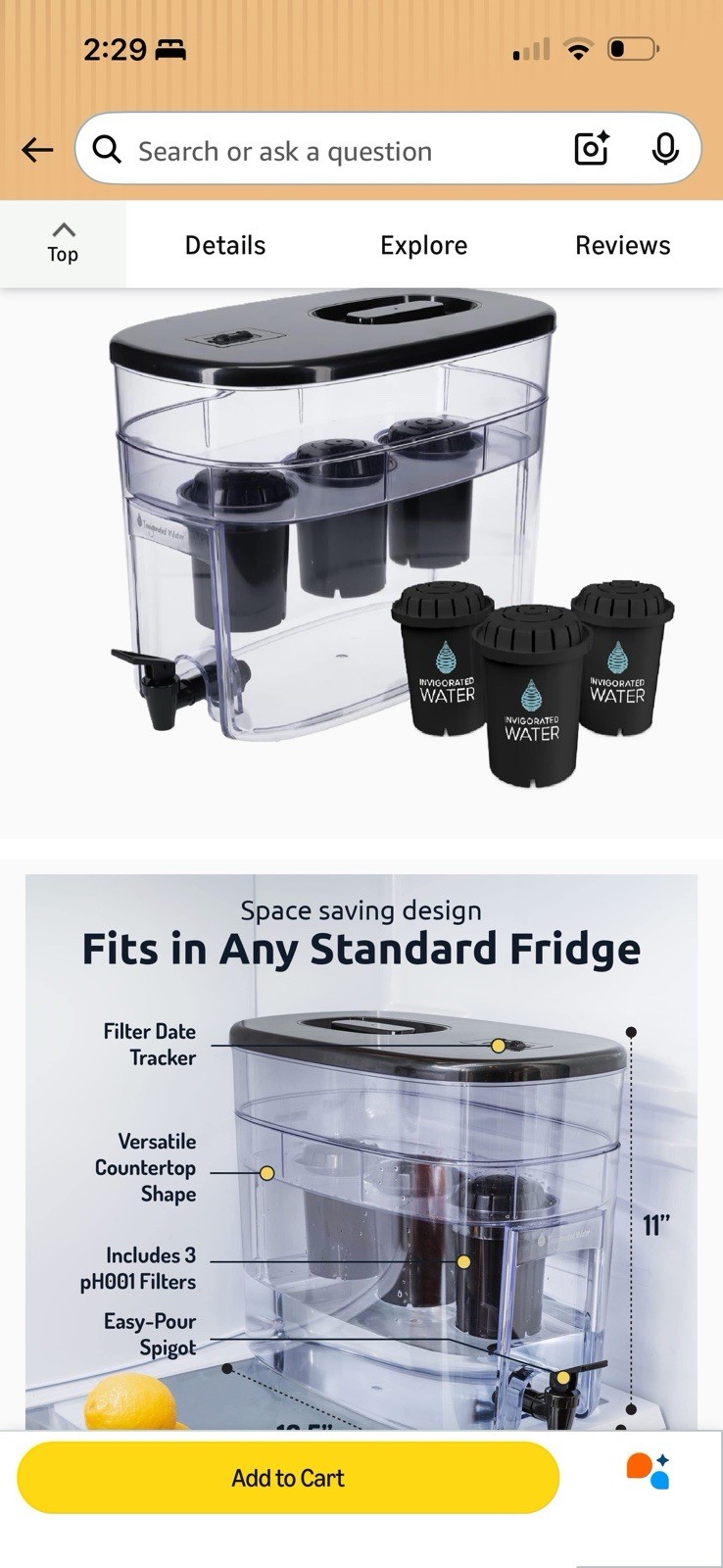 Invigorated Water Alkaline Countertop Dispenser PH001 300 gal Black Pack of 3 gallery