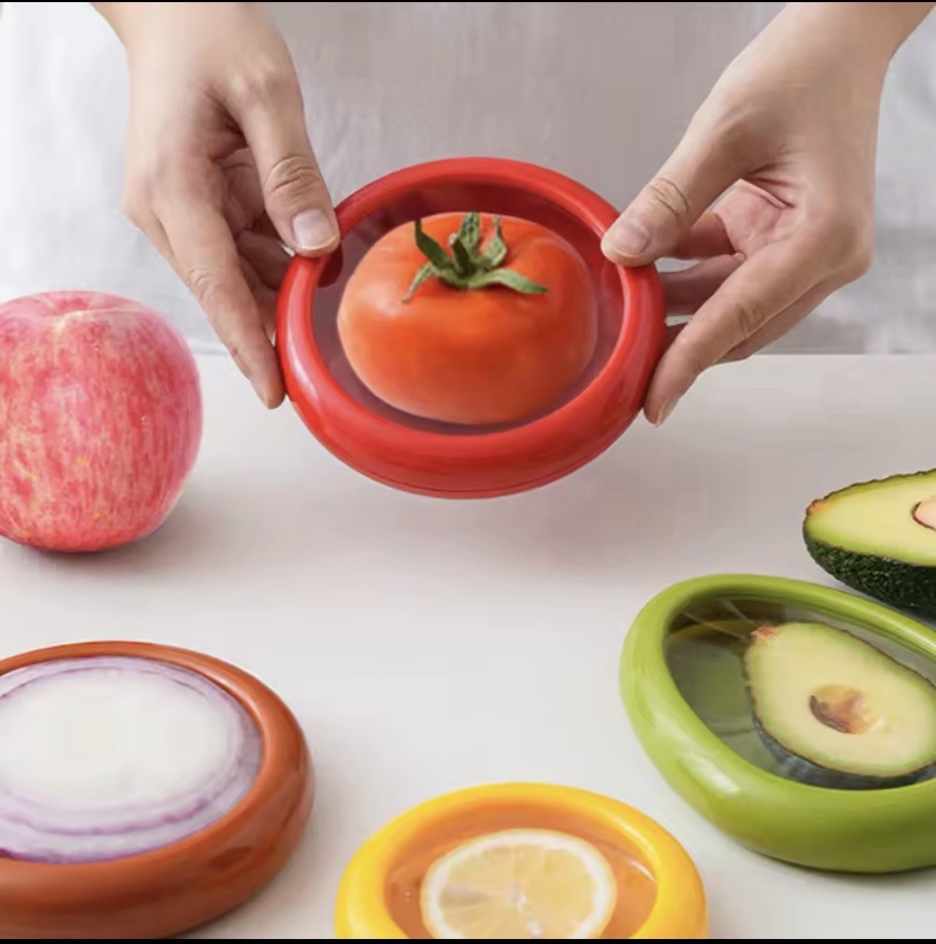 4PC Silicone Food Storage Containers Fruit Vegetable Fresh-Keeping Leakproof gallery