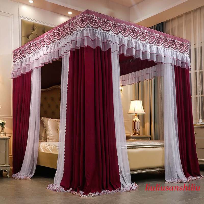 Luxury Mosquito Net Set Double Rod Double Layer Mosquito Net Winter Bed Curtains gallery