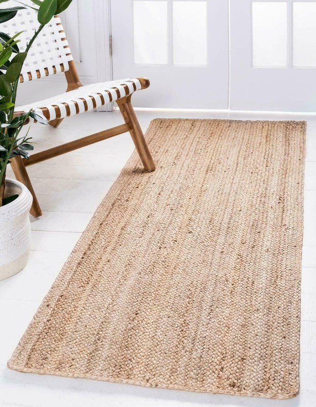 Jute Rug Carpet Runner Natural Rectangle Handmade Rustic Look Braided Stylish gallery