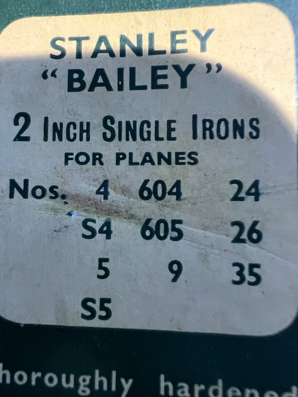 Stanley Bailey 2 inch single plane iron NOS See other photo for plane fitment gallery