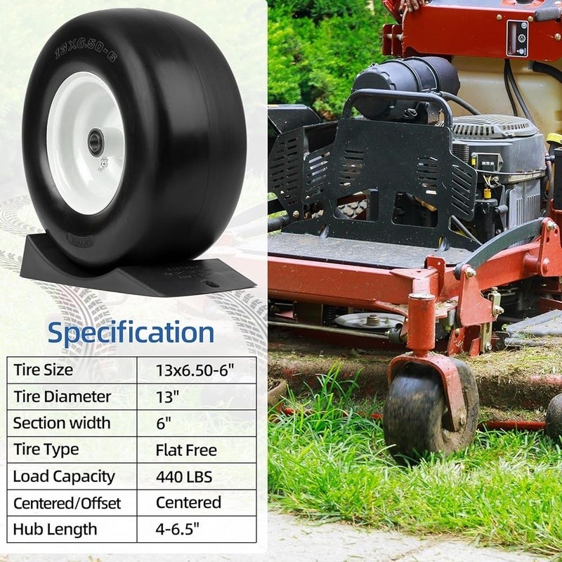 Solid Airless Tire Lawn Mower 440 LBS Load Capacity PU Foam Wheel Replacement US gallery