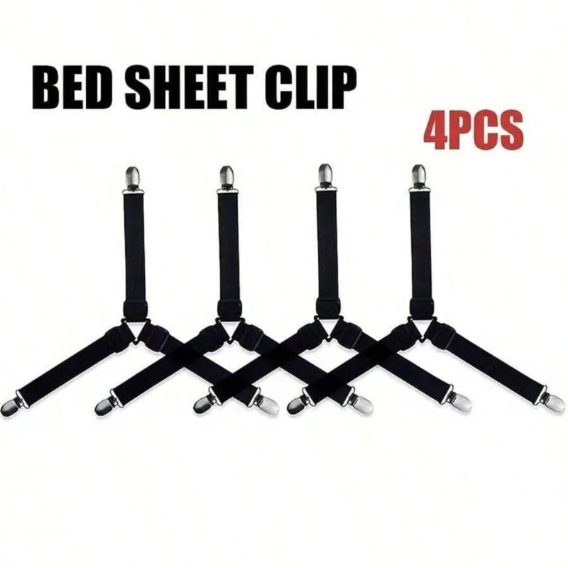 Bed Sheet Holder Straps 4Pcs Triangle Mattress Gripper Clips Suspender Elastic gallery