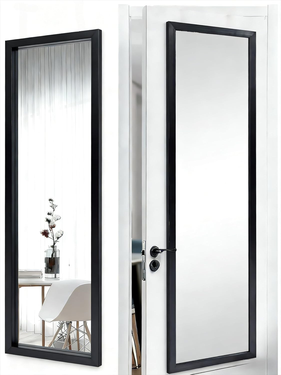 Over Door Full-Length Mirror 13.5x49.5 Inch Rectangular Wall and Door Hanging Mi gallery