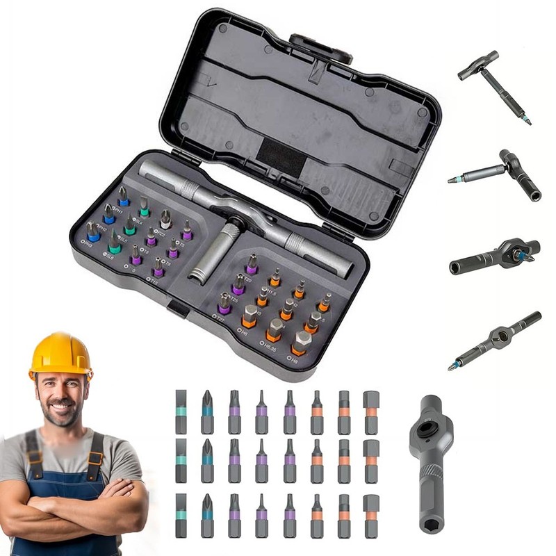 25pcs 24 in 1 Multifunction Screwdriver Head Set Household Repair Ratchet Wrench gallery