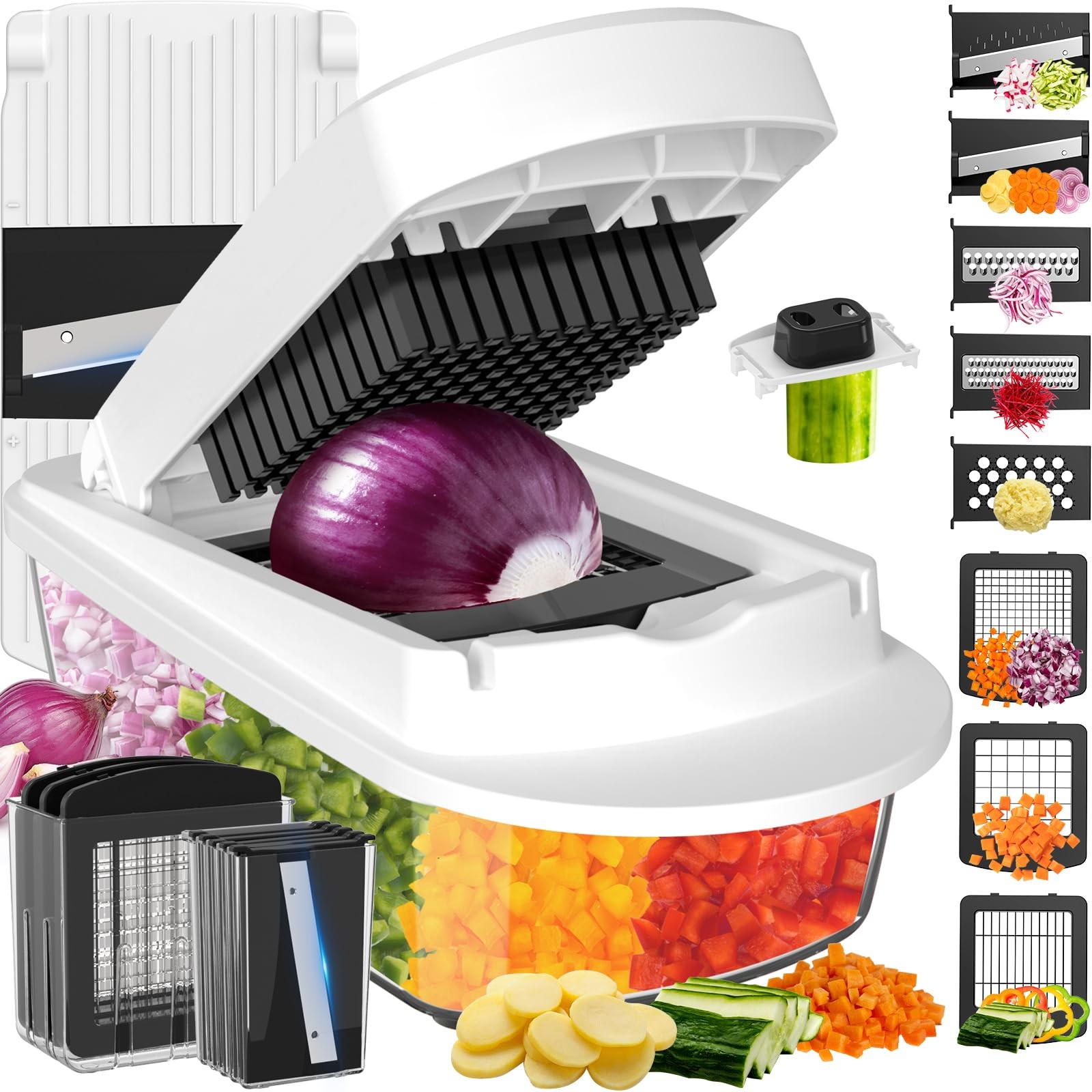 8 Blade All in 1 Vegetable Chopper Mandoline Slicer with Container Food Chopper gallery