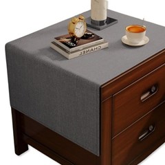 YASSINHE Bedside Table Mat Nightstand Dust Cover Waterproof Cotton and Linen- Gr