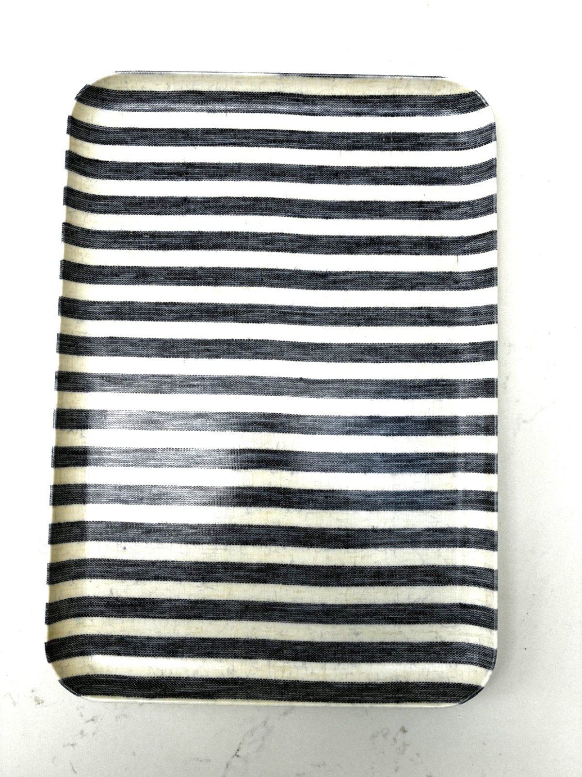 FOG LINEN - BENGAL BLUE STRIPE MEDIUM LINEN COATED TRAY 13" L x 9" W gallery