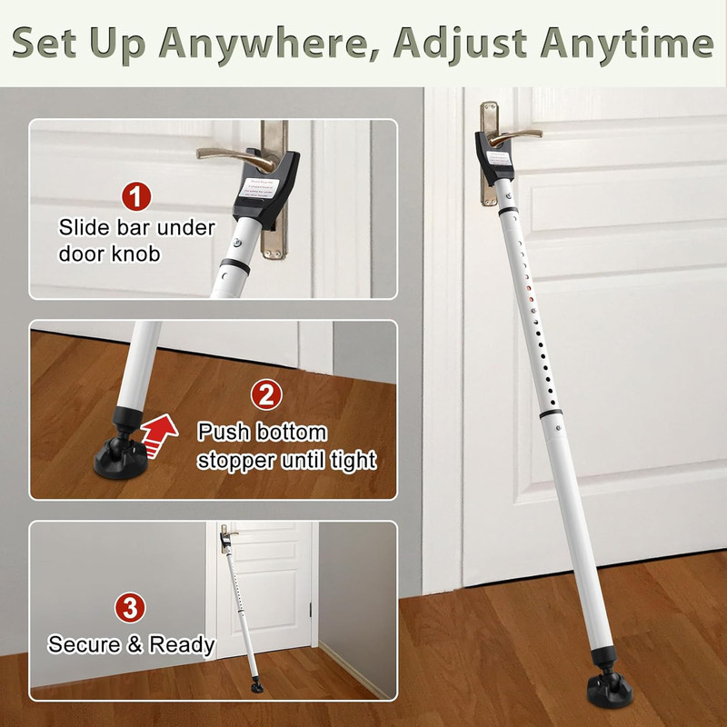 46" L Upgrade Function Strong 2 in 1 Door Security Bar w/Anti-Slip Rotating Base gallery