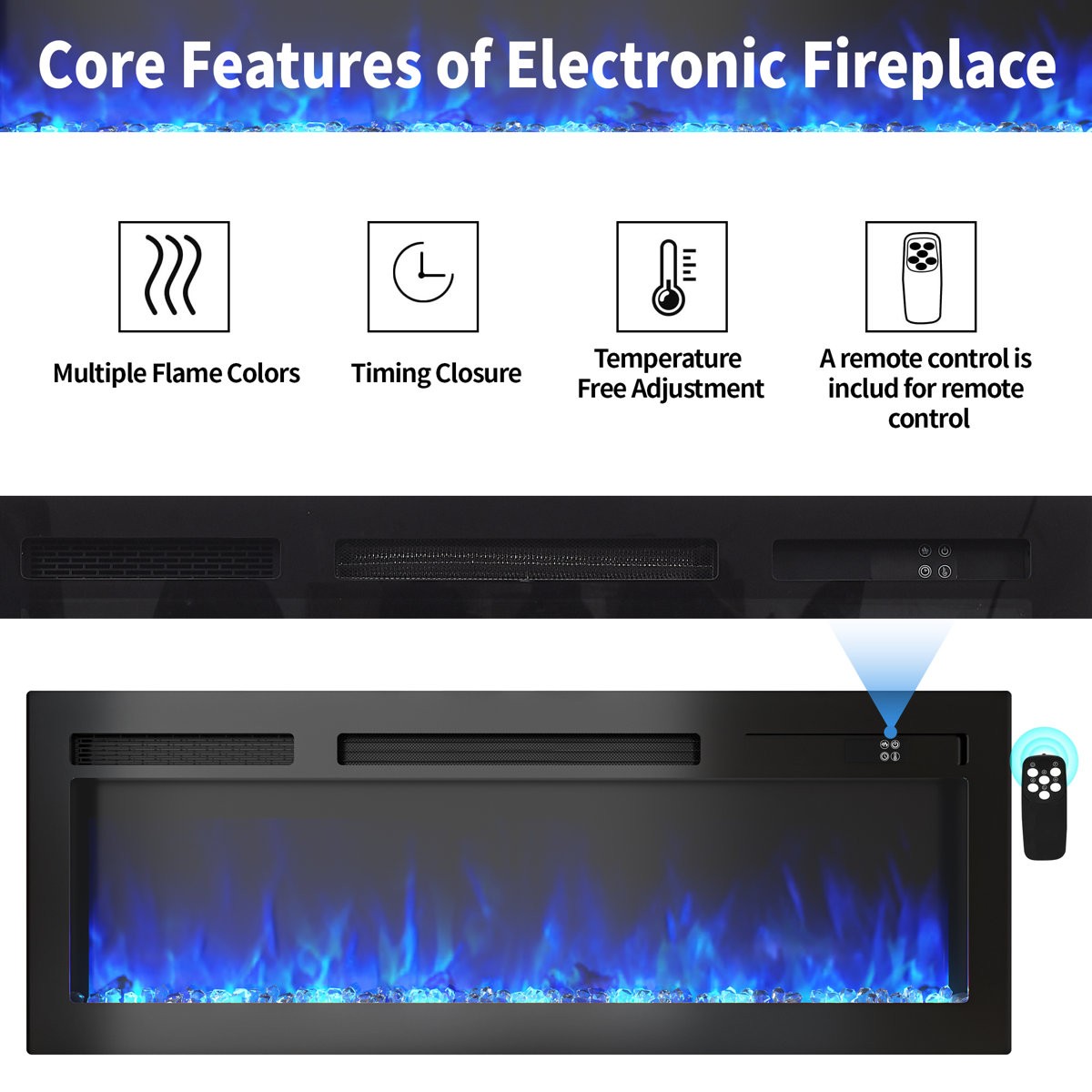 TV Stand 70" Fireplace with LED Light for 80 in TV Entertainment Center Modern gallery