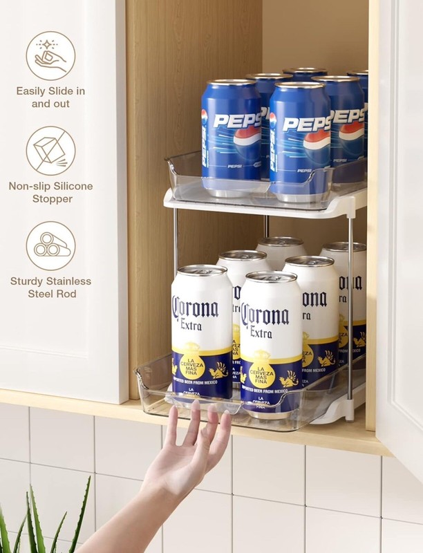 2 Pack Stackable 2-Tier Under Sink Cabinet Organizer with sliding storage drawer gallery