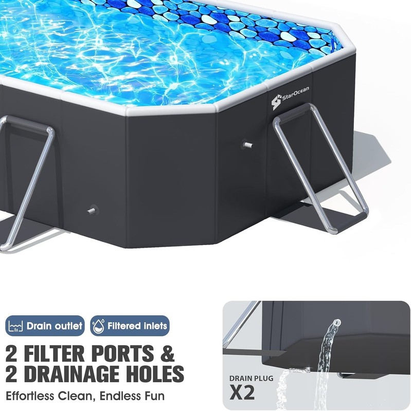 Durable Non Inflatable 90x50x20 Foldable Pool With Canopy For Adults And Kids gallery