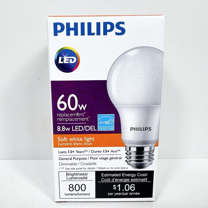 Philips LED 60W Replacement 8.8w A19 E26 Bulb 800 Lumens 6x Bulbs gallery