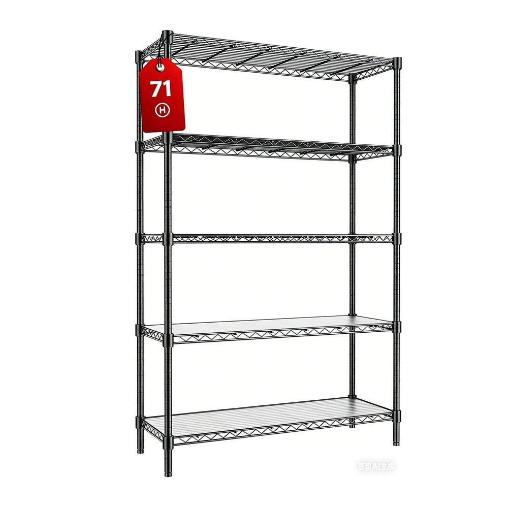 5-Tier Garage Rack Wire Unit Adjustable Storage Shelf Steel Heavy Duty Black 71" gallery