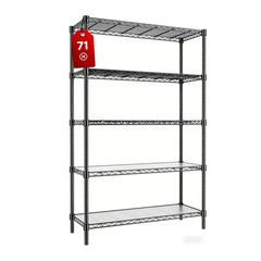 5-Tier Garage Rack Wire Unit Adjustable Storage Shelf Steel Heavy Duty Black 71″