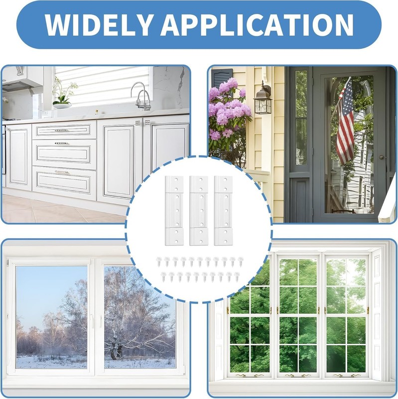 3Pack Storm Door Hinge White Aluminum 1/8 inch Grooved Center White Screen Do... gallery