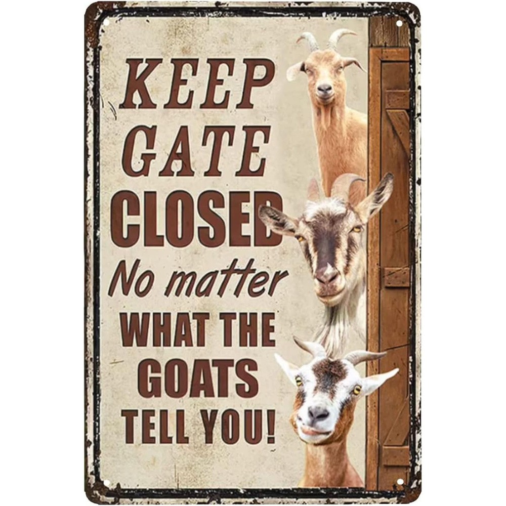 Goat "Do Not Close the Gate" Metal Sign 20.32x30.48 cm gallery