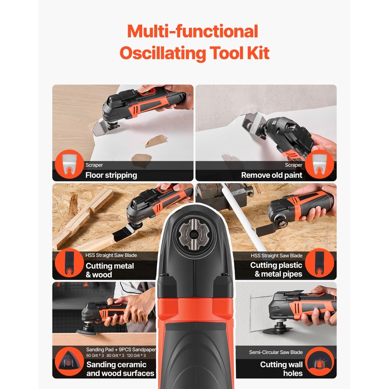 Uimoso Corded Oscillating Multitool, 3A Power, 6 Adjustable Speed Settings gallery