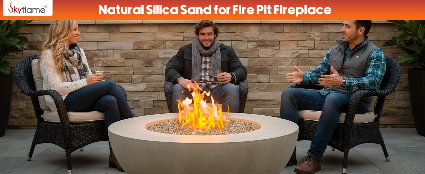 Skyfle 10Lb Silica Sand for Fire Pit/Fireplace, 14-20 Mesh, Heat Proof gallery
