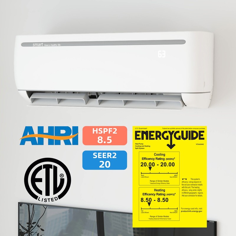 12,000 BTU Mini Split AC Heat Pump System Wi-Fi Enabled 20 SEER2 115V gallery