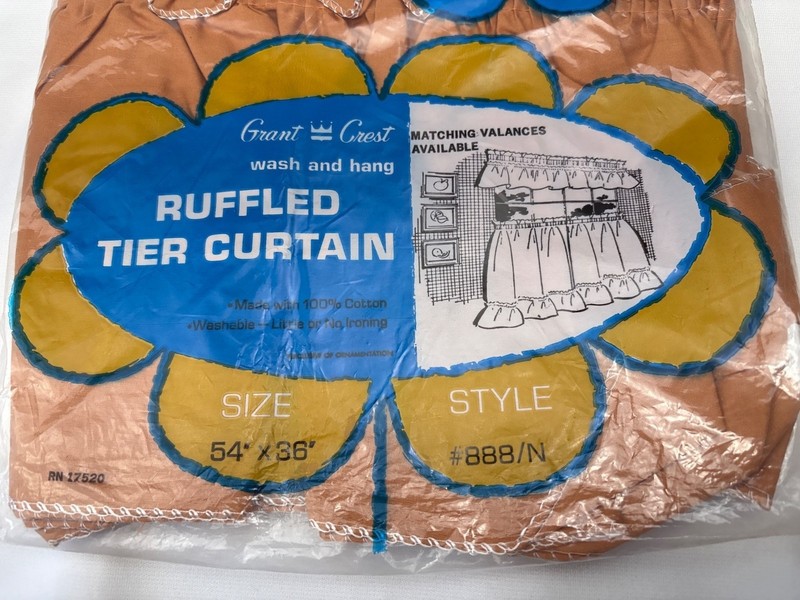 Grant Crest Ruffled Tier Curtain 54x36" Cotton Style #888/N Brown gallery