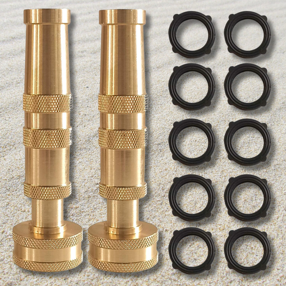 Solid Brass Garden Spray Nozzle 4" Adjustable Twist Water Hose USA Stock 2 PACK