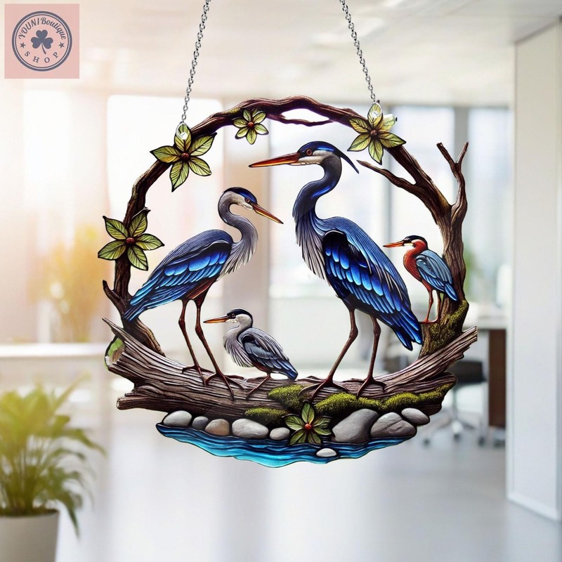 Blue Heron Acrylic Window Hanging, Bird Lover Home Decor Gift gallery