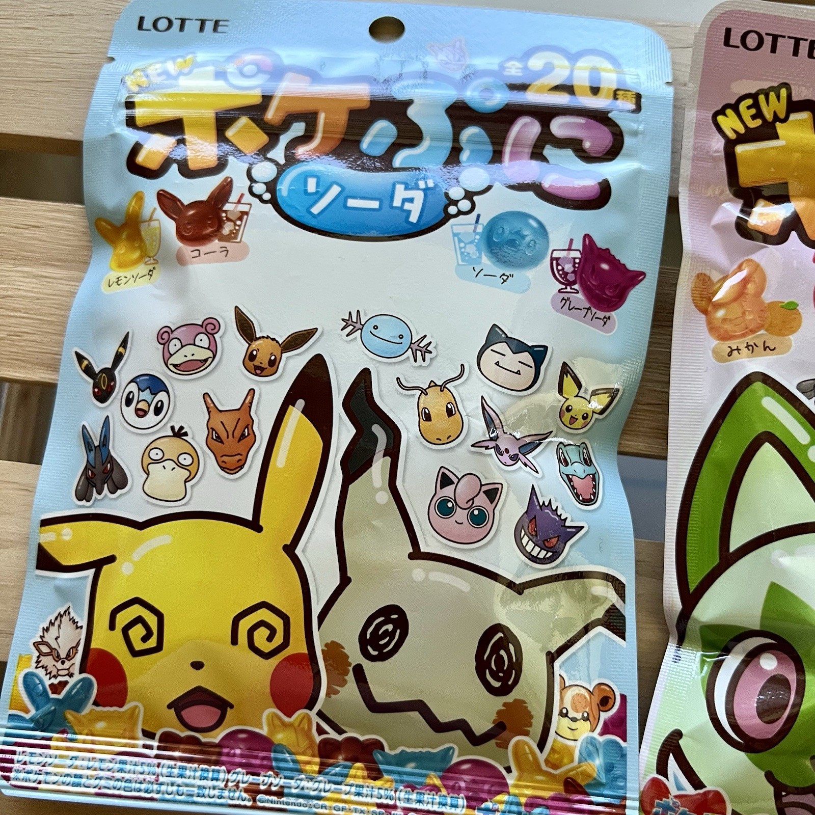 Two Japanese Pokemon Pikachu Gummy Juice Soda Candy LOTTE 8 Flavors Total 160g gallery