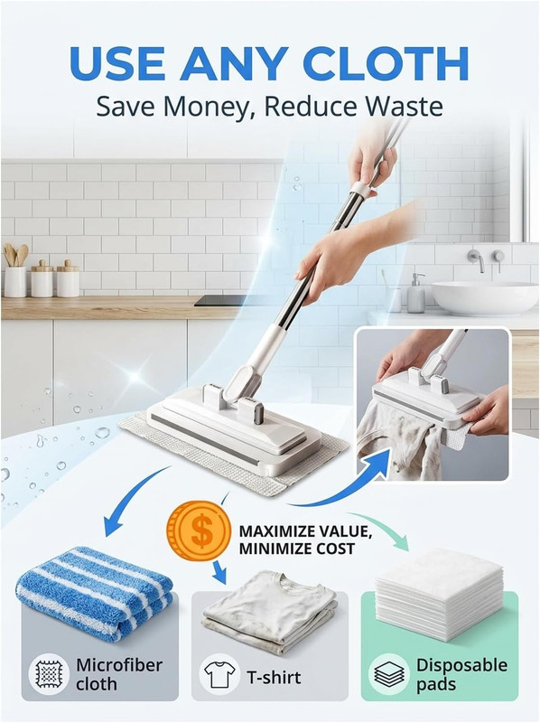 Hands-Free Multi-Purpose Flat Mop – Lazy Cleaning & Face Towel Compatible 39In L gallery