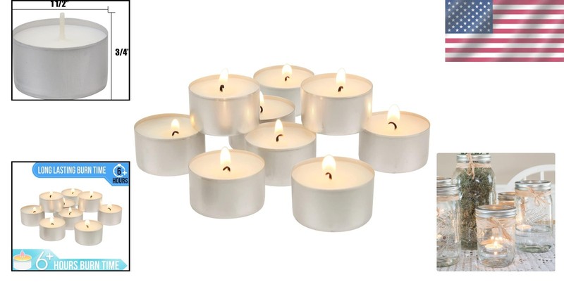 Long Burning Unscented White Tea Light Candles - 100 Count for Safe Decor gallery