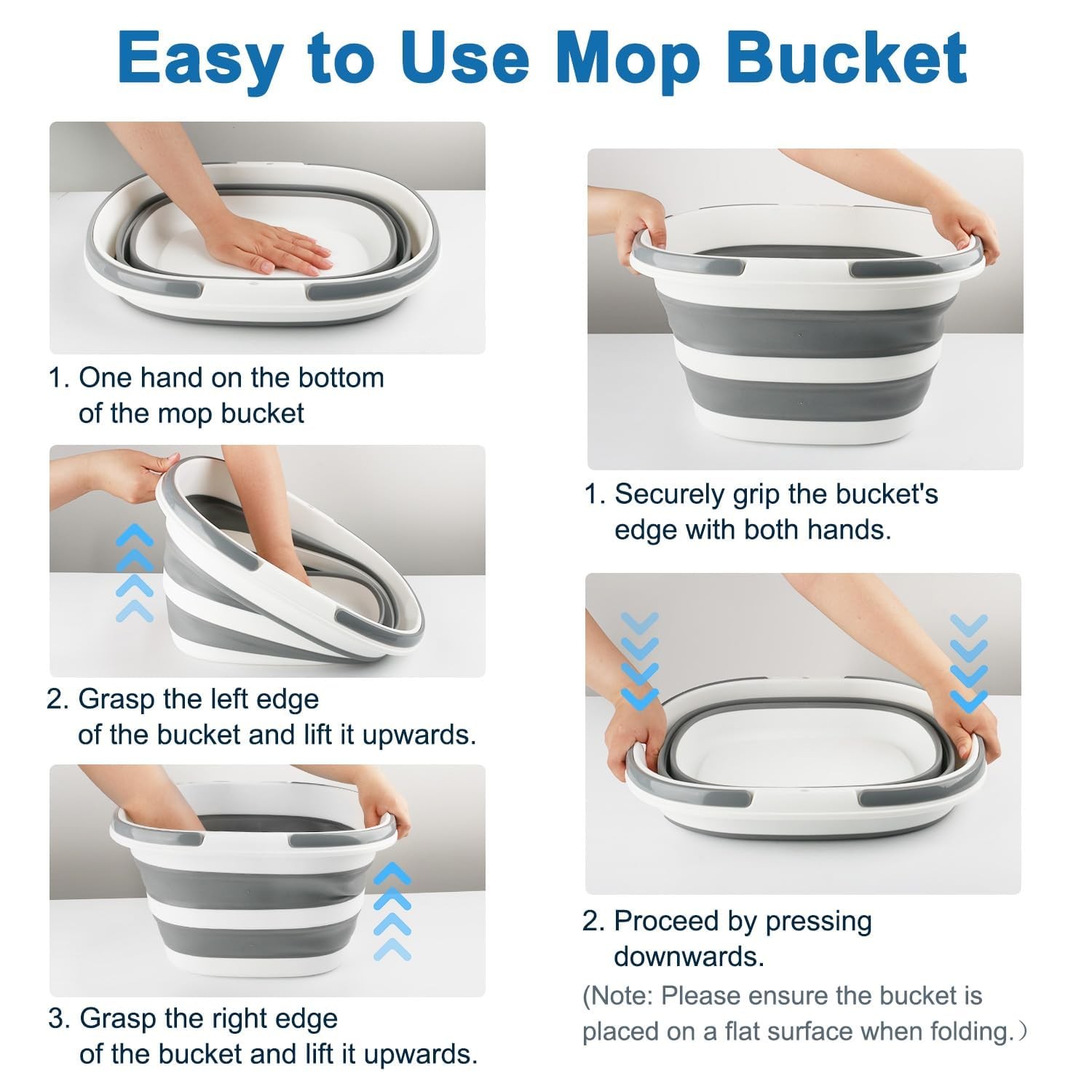 Collapsible Mop Bucket with Handle for Cleaning 16L(4.2 Gallon) Silicone Square gallery