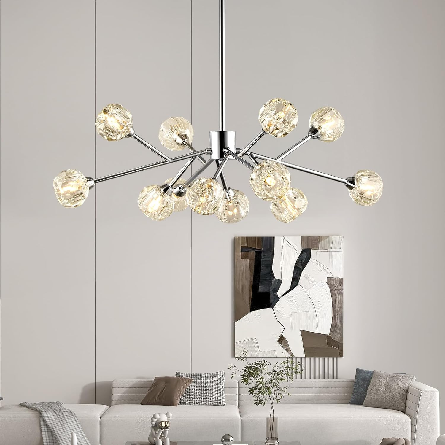 Sputnik Chandeliers for Dining Room Light Fixture over Table, Modern Crystal Cha gallery