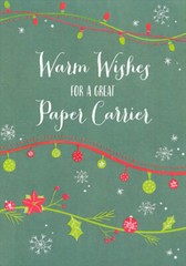 Green and Red Light Strings on Dark Green Christmas Card for Paper Carrier