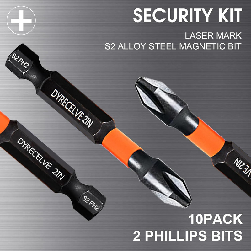 10-Pack Phillips Bits #2 Impact Magnetic, 1-Inch to 6-Inch Long Phillips Head... gallery