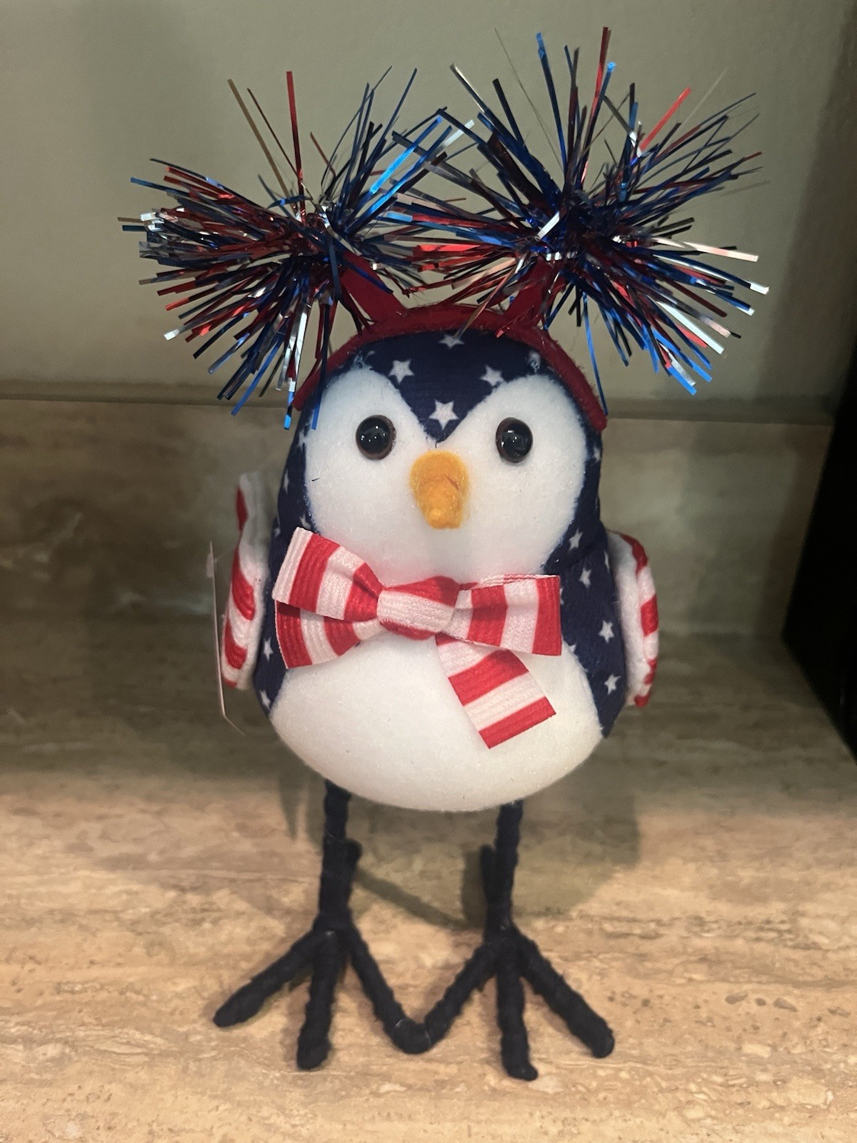 Patriotic Fabric Bird Red White Blue Tabletop July 4th NWT Stars Stripes gallery