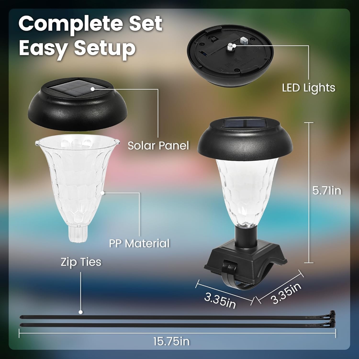 Solar Powered RGB Waterproof Above Ground Pool Lights for Framed Pools gallery