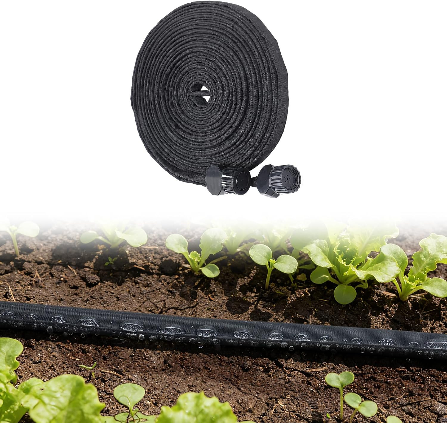 Double Layer Soaker Hose for Garden Beds - 25FT 3/4" Heavy Duty Linkable Flat Dr gallery