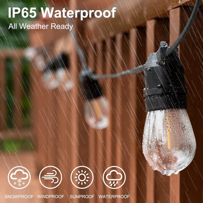 27ft String Lights S14 LED Warm Shatterproof IP65 for Outdoor Garden Patio Yard gallery