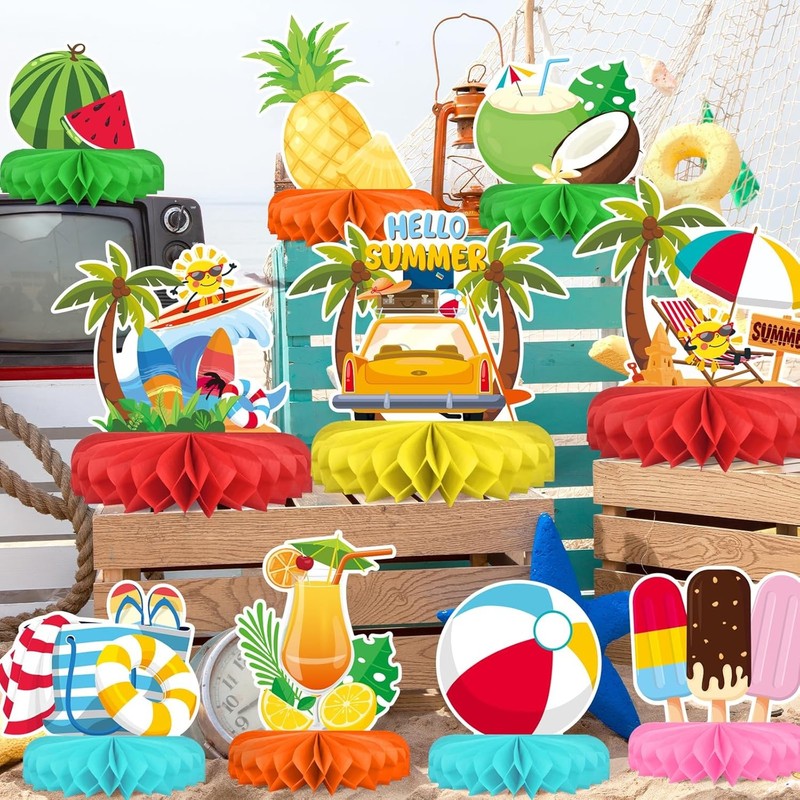 Beach Party Decorations Kit - Beach Themed Honeycomb Centerpieces and Table Deco gallery