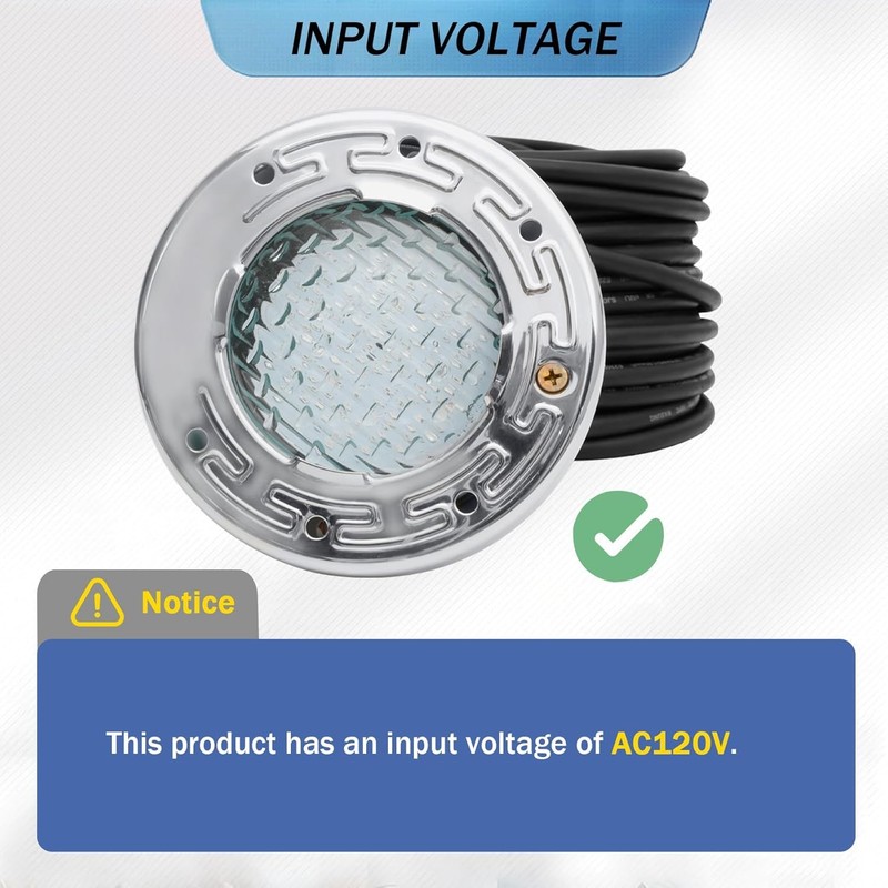 6 Inch LED Spa Lights for Inground Pool, 100FT AC120V 6 Inch White Pool Lights, gallery