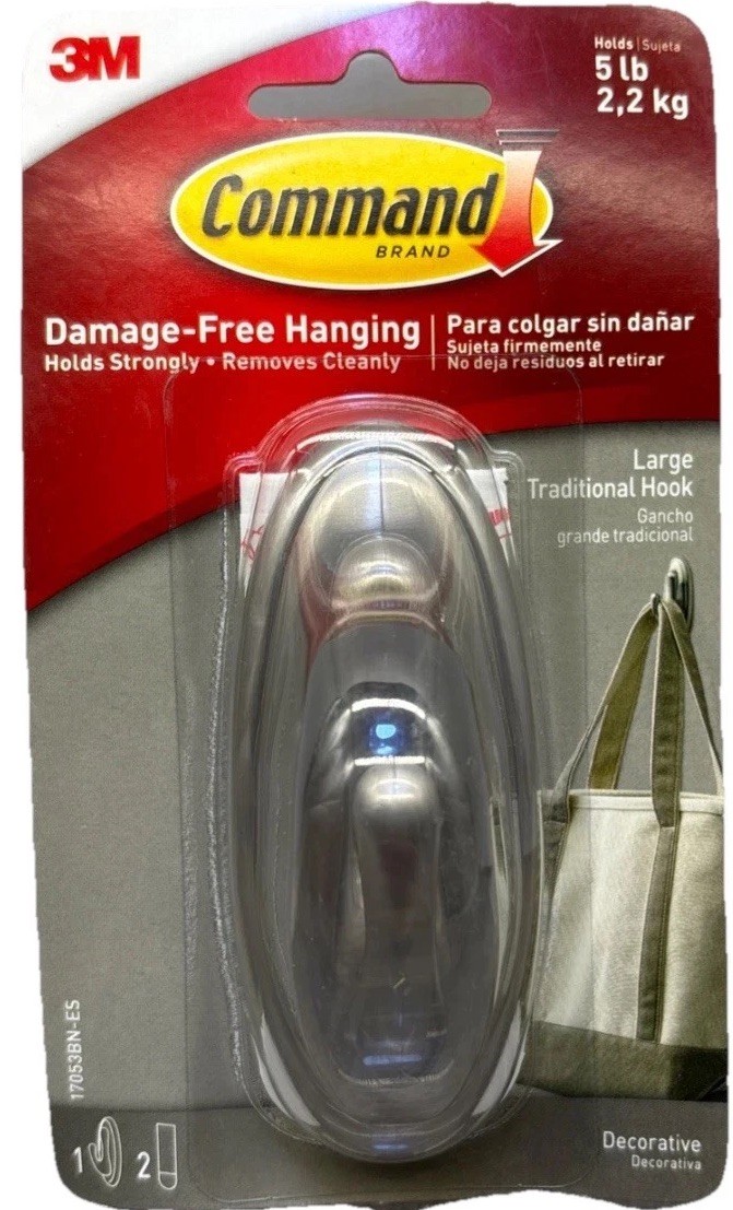 3M Command Decorative Large Traditional Hooks, 1 Hook and 2 Strips, 5 Lb Hold gallery