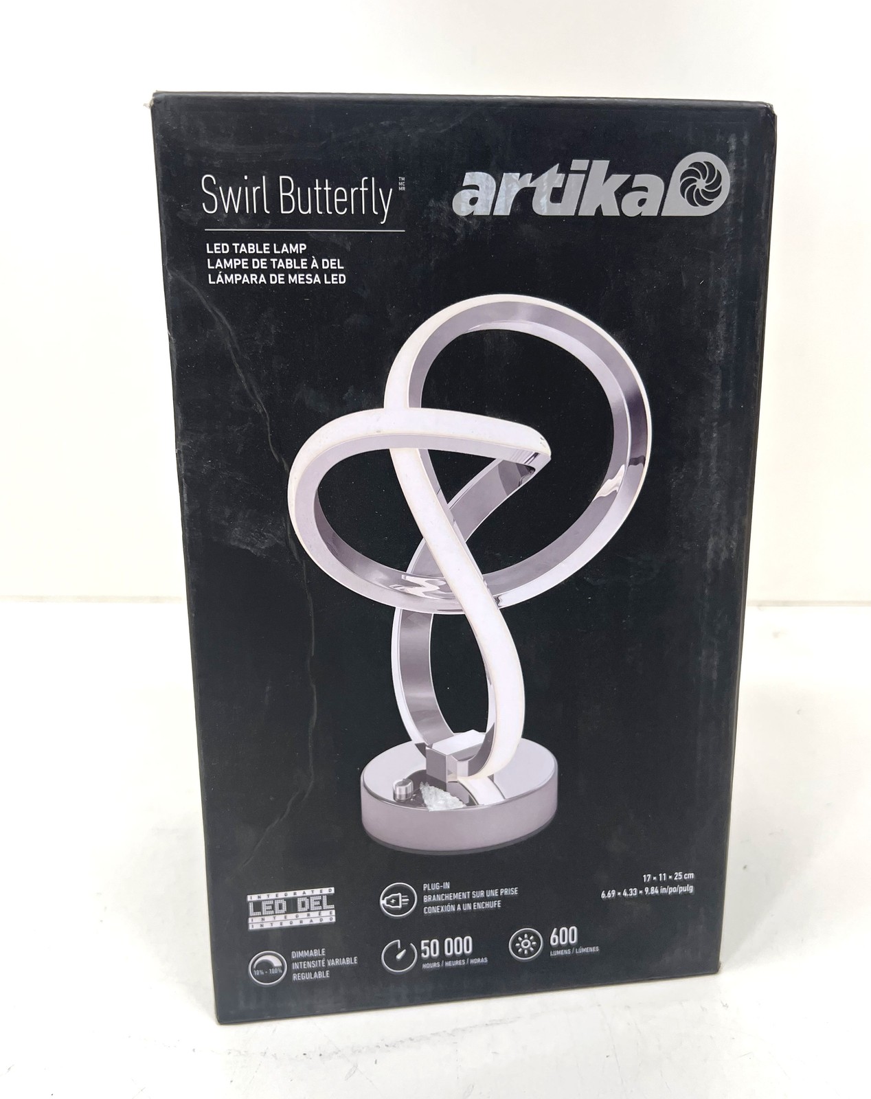 Artika Swirl Butterfly 11 in. Chrome Modern Dimmable Integrated LED Table Lamp gallery