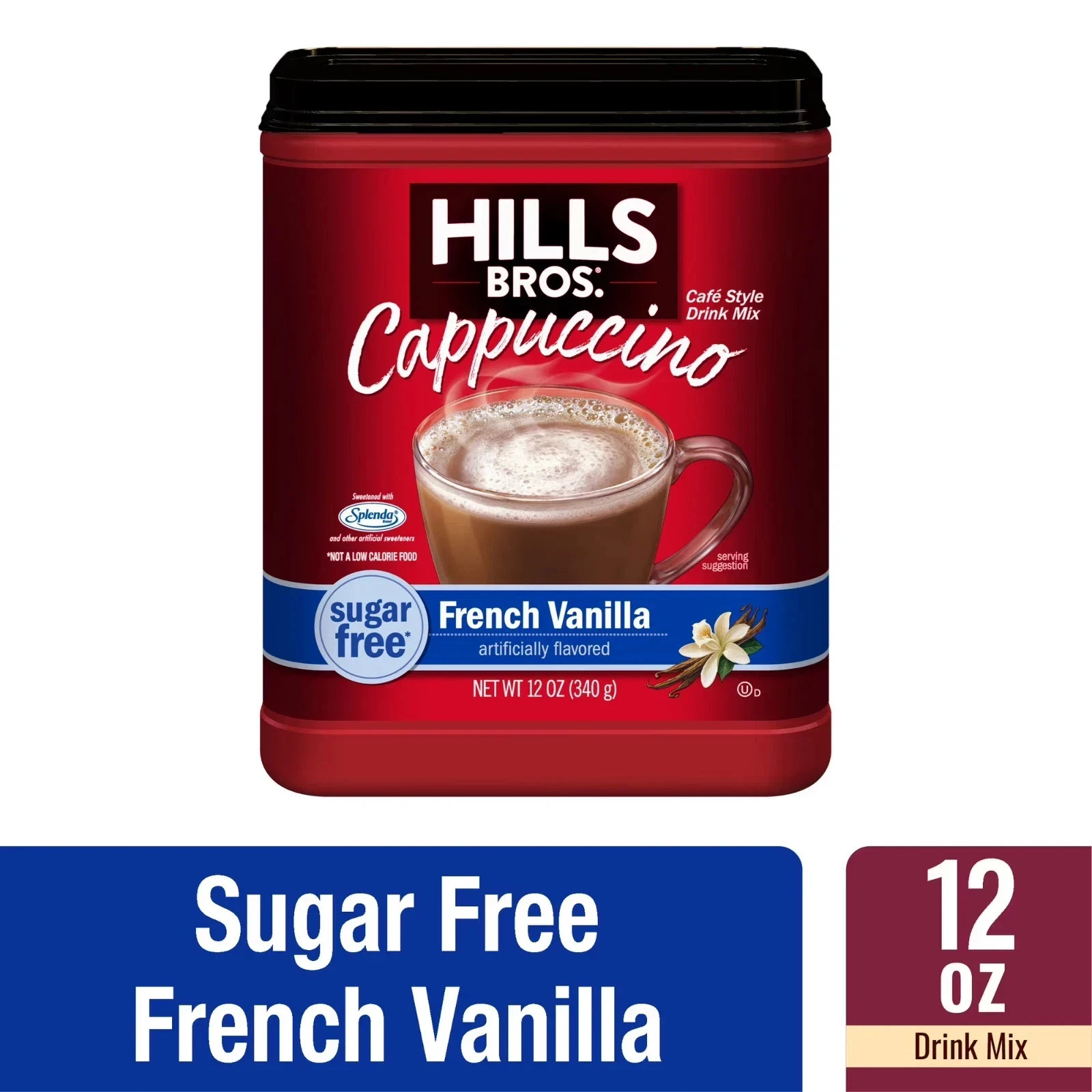 Hills Bros. Instant Cappuccino Mix, Sugar Free French Vanilla 12 Oz, Pack of 1 gallery