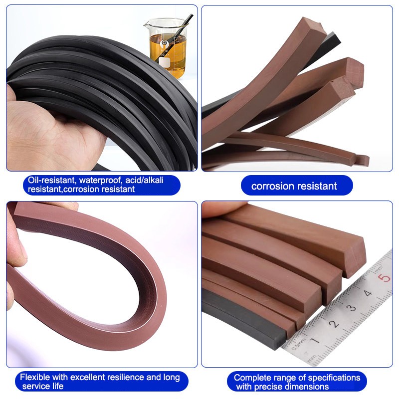 Black / Brown Rubber FKM Solid Square Cord Gasket Oil Seal Sealing Strip 5-50mm gallery
