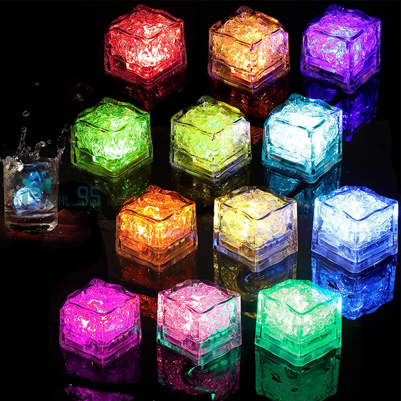 20x Waterproof Light Up Led Ice Cubes for Party Drinks Glowing Flashing Ice Cube gallery