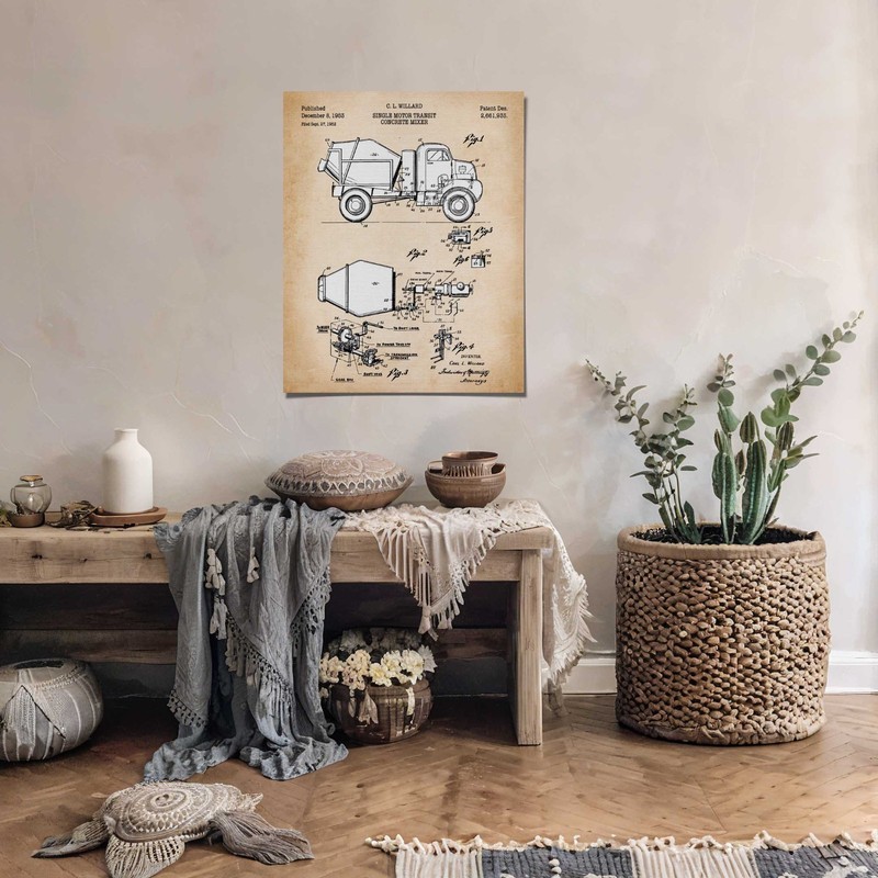 Construction Worker Gifts, Cement Mixer Patent Poster Print gallery