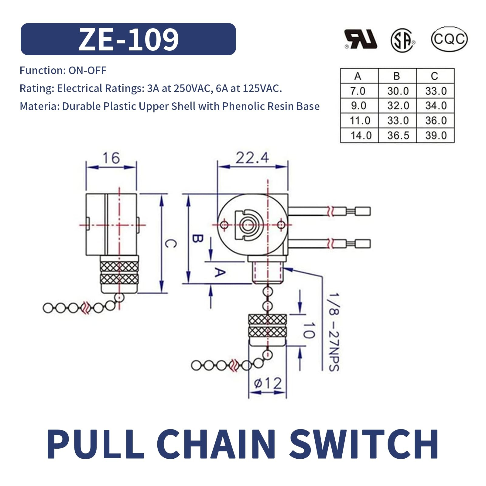 Ceiling Fan Light Pull Chain Switch Replacement On/Off Control for Hunter gallery