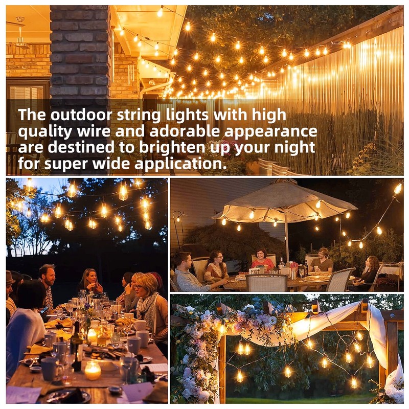 Outdoor String Lights 50ft LED ST38 Warm Edison String Lights Outdoor, US Ship gallery