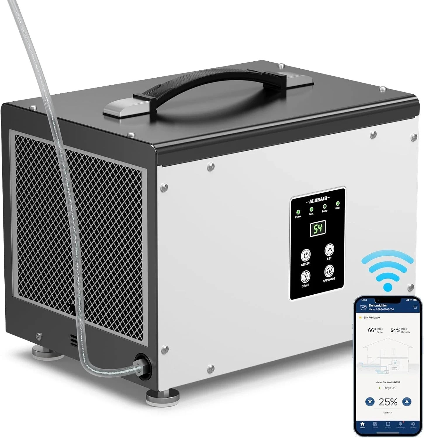 ALORAIR 70PPD Crawl Space Dehumidifier WIFI Basement Warehous 1000sq Ft w/Pump gallery