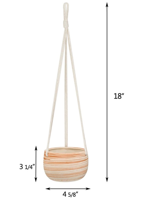 Mkono Ceramic Hanging Planter Macrame Plant Holder 5 Inch 21 1/4", Burlywood gallery